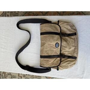 Vintage Distressed Fossil Brown Canvas and Leather Messenger Bag